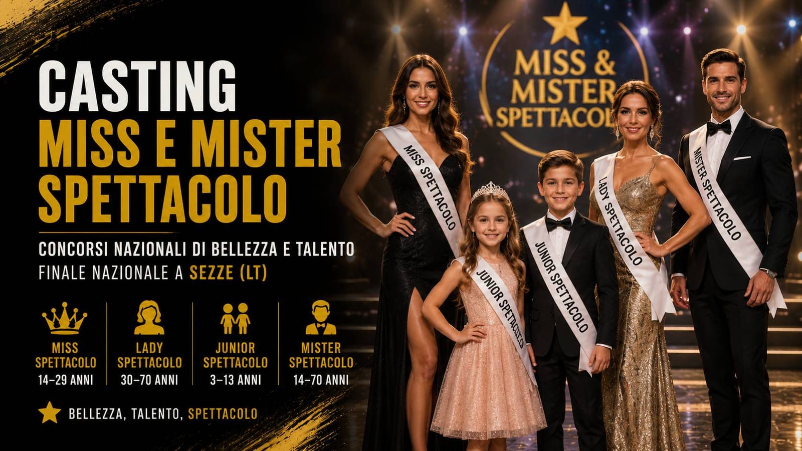 Casting per concorso "Miss e Mister Spettacolo" 2026 a Latina