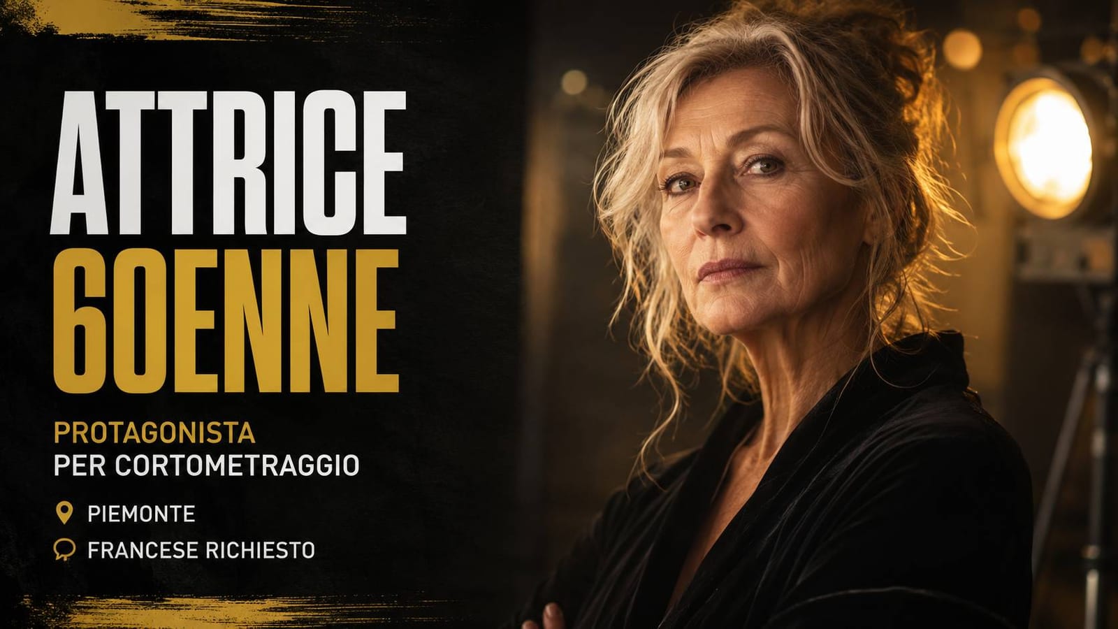 Casting attrice 60enne per cortometraggio in Piemonte