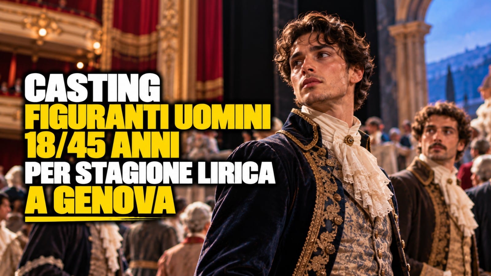 Casting figuranti uomini 18/45 anni per stagione lirica a Genova